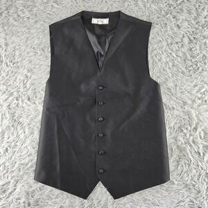 After Six Mens Large Regular Black Satin Button Front Formal Tuxedo Vest